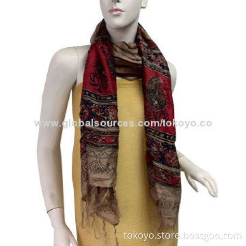 Jacquard woolen scarf with tribal style, 180*70+8cm tassels for winter, up market